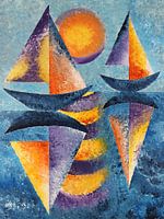 Sailboats at sunset - abstract