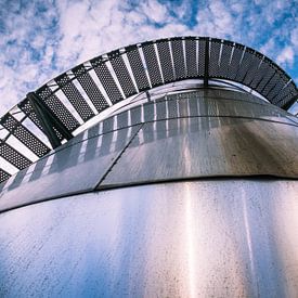 Silver storage tank with stairs by Martijn Tilroe