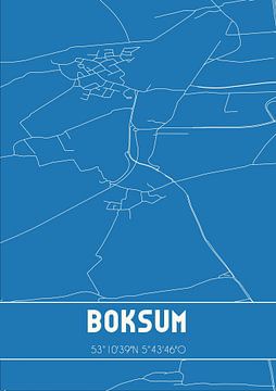 Blauwdruk | Landkaart | Boksum (Fryslan) van MijnStadsPoster