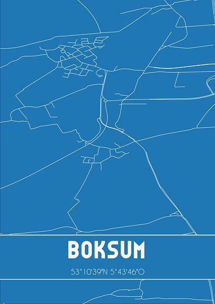 Blueprint | Carte | Boksum (Fryslan) par Affiches de lieux