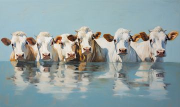 Pied cow reflection by Bianca ter Riet