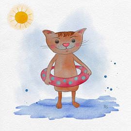 Little Lifeguard – Animal Illustration: Cat by Anita Gewald
