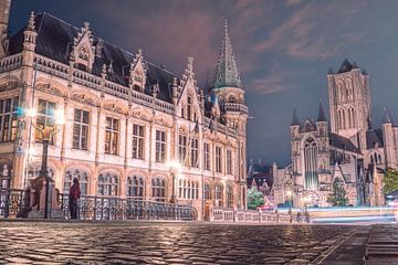 Dreamy night scene at the Korenmarkt in Ghent II by Daan Duvillier | Dsquared Photography