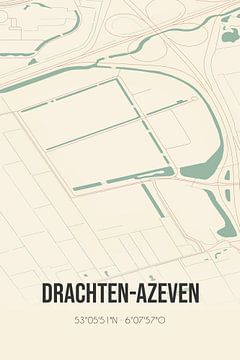 Carte ancienne de Drachten-Azeven (Fryslan) sur Rezona