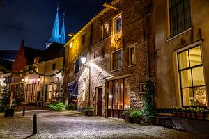 Deventer Altstadt Winterabend Straßenansicht