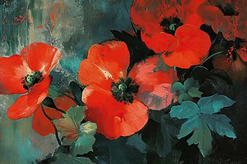 Rote Mohnblumen | Moderne Mohnblumen von Blikvanger Schilderijen