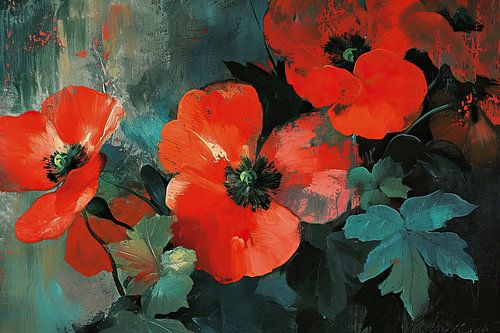 Red Poppies | Modern Poppies by Eye catching paintings