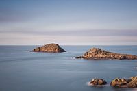 Islands bathed in sunset