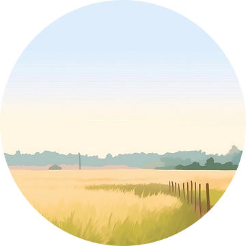 Beige Schilderij Calm Reflection | Horizon van Blikvanger Schilderijen