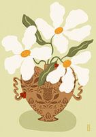 White flowers in a Greek Vase Illustration