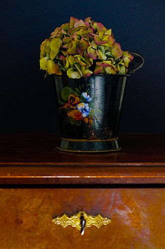 Droombloem in klassiek oud emmertje