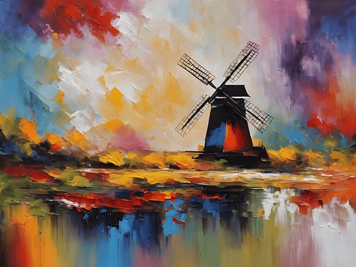Die Windmühle mit Farbe