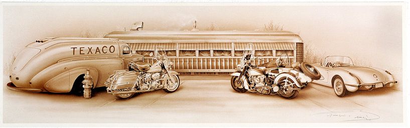 FL Duo Glide Harley Davidson TEXACO 50ties von harley davidson