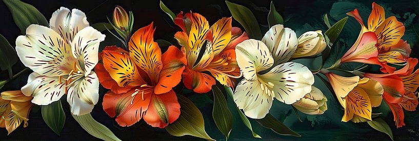 Alstroemeria Malerei | Unendliche Blüten der Nacht von Blumen Studio