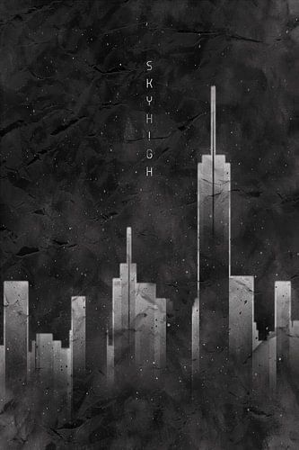 Graphic Art SKYHIGH Vintage Look | black by Melanie Viola