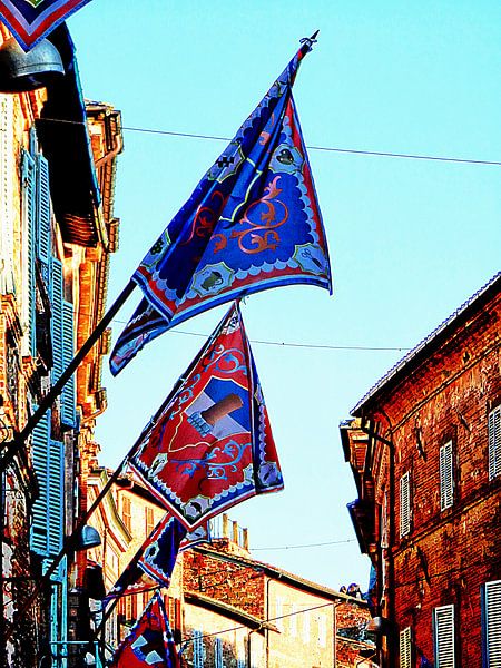 Contrada Flags Citta Della Pieve by Dorothy Berry-Lound