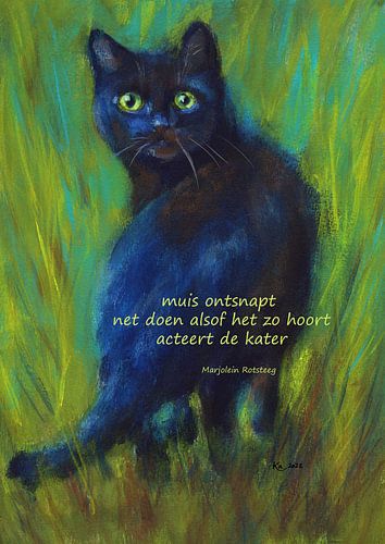 Muis ontsnapte zwarte kat haiku nederlands