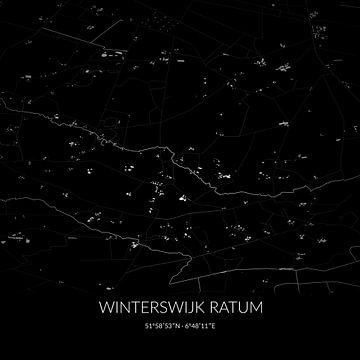 Zwart-witte landkaart van Winterswijk Ratum, Gelderland. van Rezona