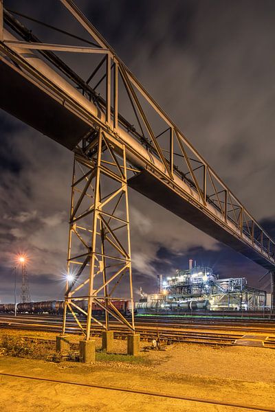 pipeline overpass near train rails and production plant, Antwerp 1 by Tony Vingerhoets