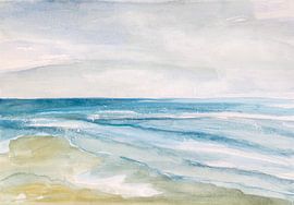 Watercolour of a sandy beach