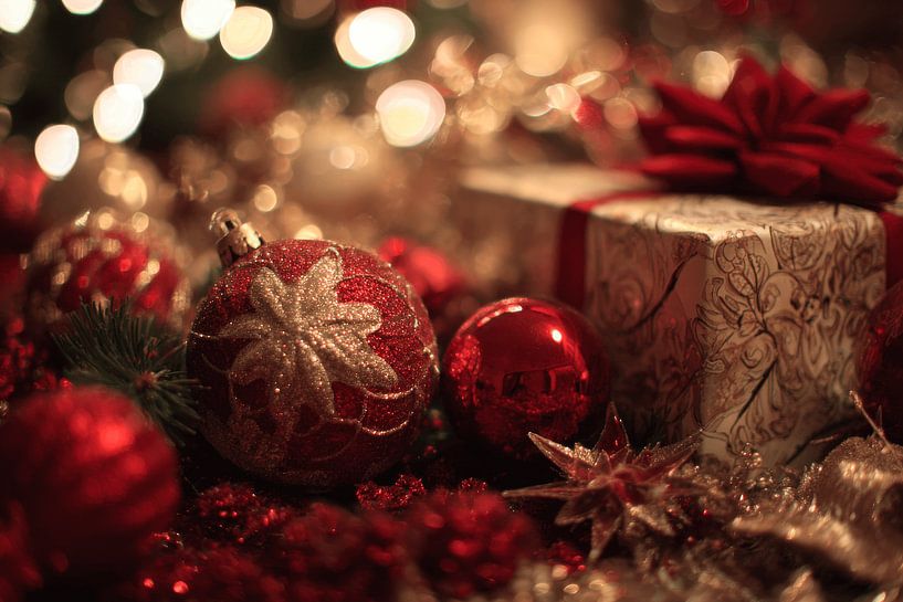 Christmas decorations in Red Gold and Glossy Warmth by Eva Lee