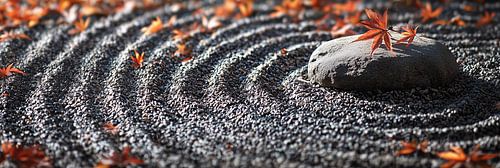 Zen tuin achtergrond banner. Aziatisch seizoensbeeld