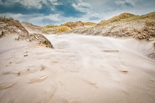 North Sea coast with the dune during a storm