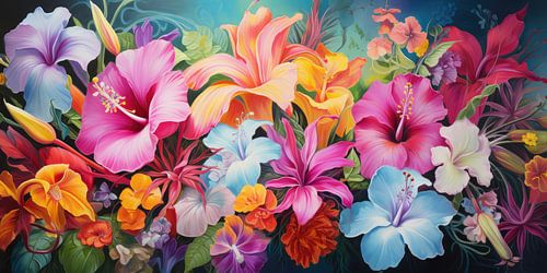 Tropische Blumen im Hintergrund