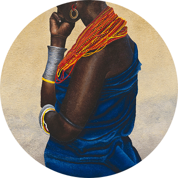 Samburu vrouw III schilderij van Russell Hinckley