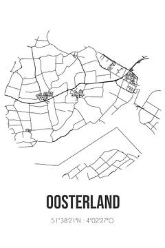 Oosterland (Zeeland) | Landkaart | Zwart-wit van MijnStadsPoster