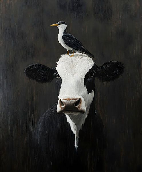 Koe met vogel van But First Framing