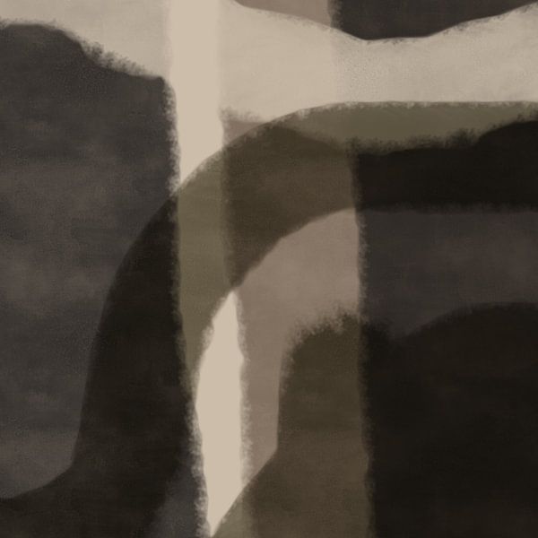 Modern abstract minimalist art. Organic shapes and lines in neutral colors. Mountains. by Dina Dankers