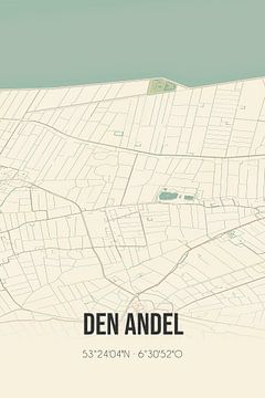 Vintage landkaart van Den Andel (Groningen) van Rezona