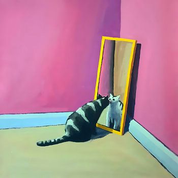 Chat dans un miroir