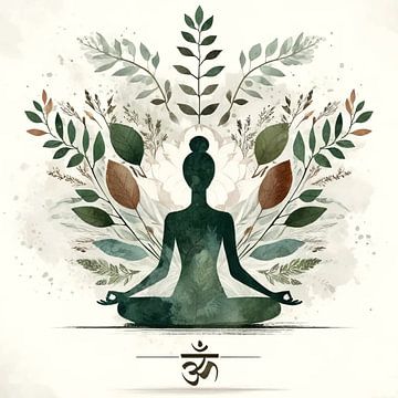 Harmonie van stilte: meditatie in een cirkel van bladeren van artefacti