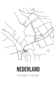 Pays-Bas (Overijssel) | Carte | Noir et Blanc sur Rezona