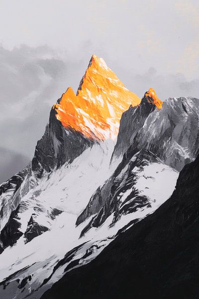Mountain peaks in the sunlight - Dramatic by Poster Art Shop