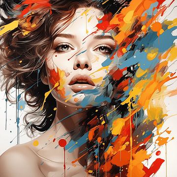 abstract portretschilderij van een jonge vrouw in bodypainting art design van Animaflora PicsStock
