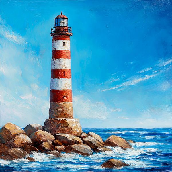 Lighthouse on the coast by Poster Art Shop