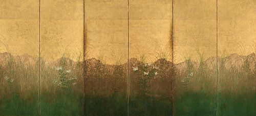 Japan, Edo-periode - herfstavond met volle maan op Musashino-vlakte