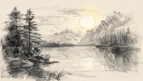 Sunrise sketch panorama