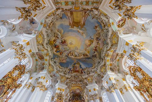 Innenraum der Wieskirche, Steingaden, Bayern, Deutschland von Henk Meijer Photography