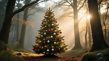 Lumières de fête dans la forêt crépusculaire