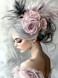 Dance of roses and feathers by Klaus Tesching - Art-AI