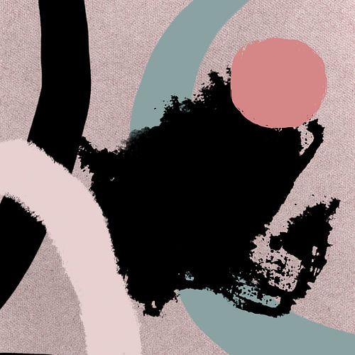 Abstracte pastel vormen. Minimalistisch in beige, roze, groen, zwart