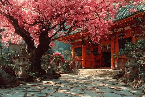 schilderachtig Japan  bloesem boom in de tuin