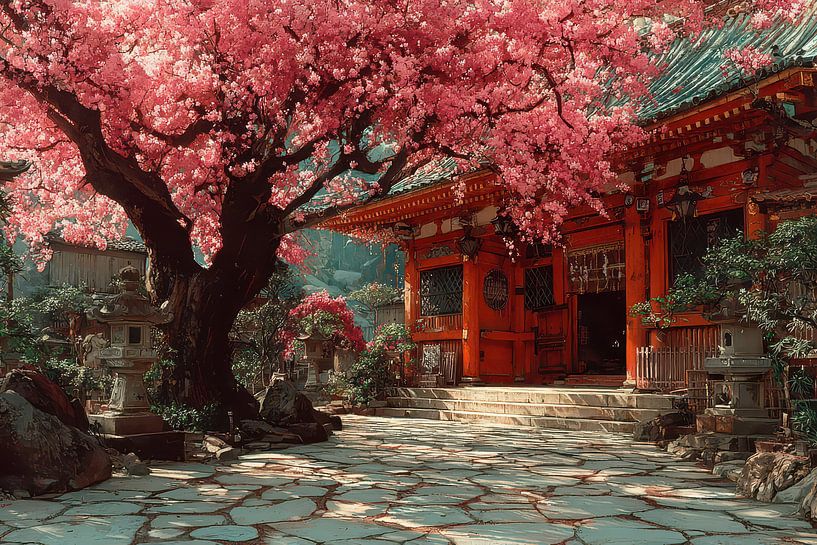 picturesque Japan blossom tree in the garden by Egon Zitter
