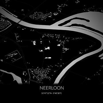 Schwarz-weiße Karte von Neerloon, Nordbrabant. von Rezona
