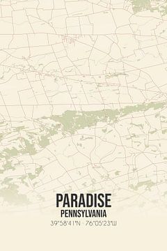 Vintage landkaart van Paradise (Pennsylvania), USA. van Rezona
