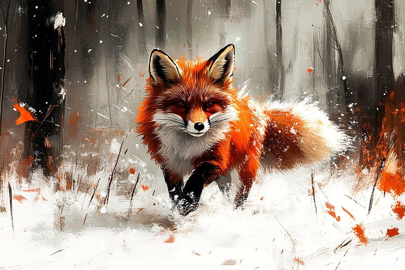 Fox in snowy winter forest by Imperial Art House